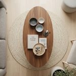 LODI 120cm Oval Shaped Coffee Table-Light Walnut - Image 3