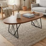 LODI 120cm Oval Shaped Coffee Table-Light Walnut