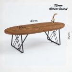 LODI 120cm Oval Shaped Coffee Table-Light Walnut - Image 5