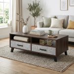 LIETO 120cm 2 Drawers Coffee Table-Walnut
