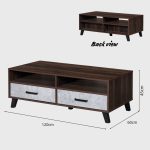 LIETO 120cm 2 Drawers Coffee Table-Walnut - Image 4