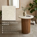 MANTOVA Round Terrazzo Top Side Table-3 Colors - Image 6