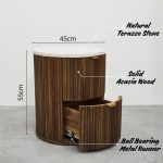 MANTOVA Round Terrazzo Top Bedside Table-3 Colors - Image 6