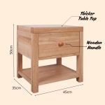 MERANO Full Solid Wood Bedside Table-Natural - Image 7