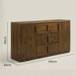 NAVONA 160cm Wooden Sideboard-Rustic Walnut - Image 4