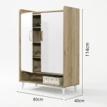PIETRA 2 Door Shoe Cabinet-Oak+White - Image 3