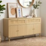 PODERE 160cm 4 Door 2 Drawer Sideboard-Oak - Image 2