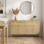 PODERE 160cm 4 Door 2 Drawer Sideboard-Oak - Image 3