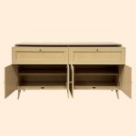 PODERE 160cm 4 Door 2 Drawer Sideboard-Oak - Image 4