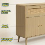 PODERE 160cm 4 Door 2 Drawer Sideboard-Oak - Image 6