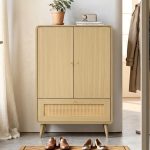 PODERE 2 Door 1 Drawer Shoe Cabinet-Oak