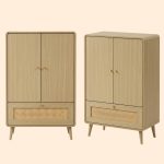 PODERE 2 Door 1 Drawer Shoe Cabinet-Oak - Image 7
