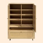 PODERE 2 Door 1 Drawer Shoe Cabinet-Oak - Image 5