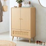 PODERE 2 Door 1 Drawer Shoe Cabinet-Oak - Image 2