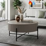 QUADRO D80cm Melamine Top Round Coffee Table-Grey