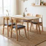 RICKY 4 Seater Full Solid Dining Set-Natural