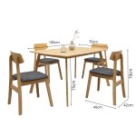 RICKY 4 Seater Full Solid Dining Set-Natural - Image 4