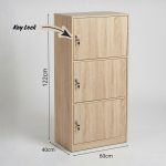 ROBIN 3 Door Storage Cabinet With Key Lock-Sonoma Oak - Image 4