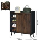 ROVIGO 2 Door Shoe Cabinet-Walnut+Black - Image 6