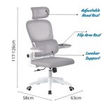 SARONNO High Back Ergonomic Office Chair-Grey - Image 7