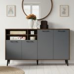 SUPOLA 150cm 4 Door Sideboard-Walnut+Grey