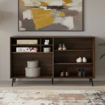 SUPOLA 150cm 4 Door Sideboard-Walnut+Grey - Image 6