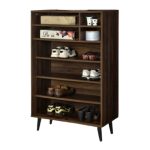 SUPOLA 2 Door Shoe Cabinet-Walnut+Grey - Image 4