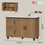 TAVOLA Tile Top Modular Kitchen Cabinet-Walnut - Image 4