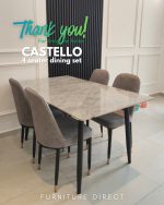 CASTELLO 4 Seater Sintered Stone Dining Set-Grey Top - Image 7