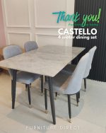 CASTELLO 4 Seater Sintered Stone Dining Set-Grey Top - Image 9
