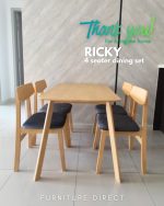RICKY 4 Seater Full Solid Dining Set-Natural - Image 7