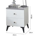VARESE 2 Drawers Bedside Table-White - Image 3