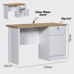 VINO 120cm Thicker Top Study Desk-White+Oak - Image 4