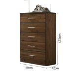 VOLUTA 5 Drawer Chest-Walnut - Image 5