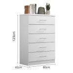 VOLUTA 5 Drawer Chest-White - Image 5