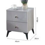 VARESE 2 Drawers Bedside Table-Grey - Image 3
