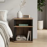 FLAVIO 2 Tier Bedside Table-Dark Oak