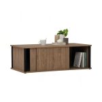 FLAVIO 110cm Sliding Door Coffee Table-Dark Oak - Image 9
