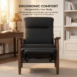 AGNES Push Back Wooden Recliner-Black - Image 5