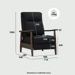AGNES Push Back Wooden Recliner-Black - Image 14