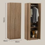 MARIAN 60cm 2 Door Wardrobe-Oak - Image 6