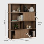 FLAVIO 120cm Sliding Door Display Cabinet-Dark Oak - Image 3