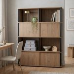 FLAVIO 120cm Sliding Door Display Cabinet-Dark Oak - Image 2