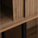 FLAVIO 120cm Sliding Door Display Cabinet-Dark Oak - Image 9