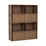 FLAVIO 120cm Sliding Door Display Cabinet-Dark Oak - Image 8