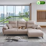 NICOSIA 3 Seater Push Back L Shaped Sofa-Beige