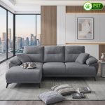NICOSIA 3 Seater Push Back L Shaped Sofa-Grey