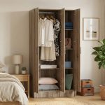 ALVA 90cm 3 Drawer Wardrobe With Key Lock-Black Ash - Image 3