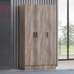 ALVA 90cm 3 Drawer Wardrobe With Key Lock-Black Ash - Image 2