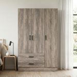 ALVA 120cm 3 Door 2 Drawer Wardrobe-Black Ash